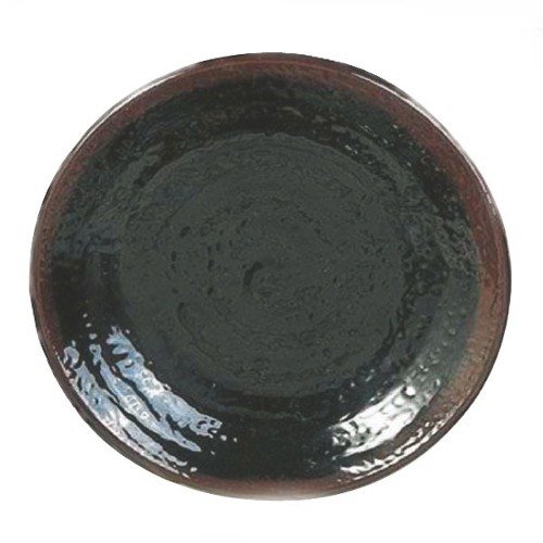 Thunder Group Tenmoku Black Round Melamine Plate - 12/Pack