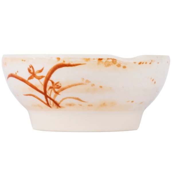 Thunder Group 3707 Gold Orchid 23 oz. Melamine Wave Soup Bowl - 12/Pack