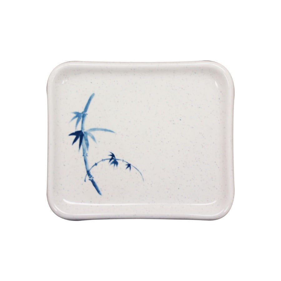 Thunder Group 1201BB 4 3/4" x 4 1/4" Melamine Plate, Blue Bamboo - 12/Pack