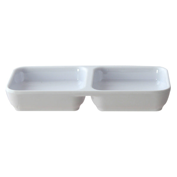 Thunder Group 4 oz. Rectangular Melamine Twin Sauce Dish - 12/Pack