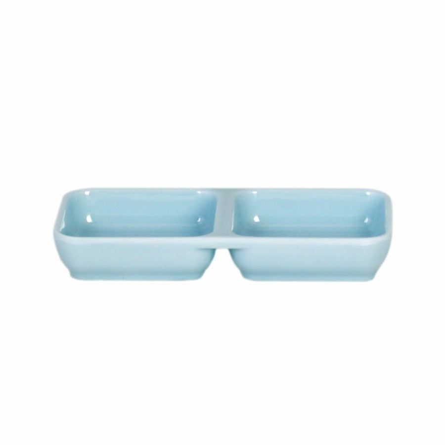 Thunder Group 1902 Blue Jade 4 oz. Melamine Twin Sauce Dish - 12/Pack