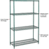 Nexel Wire Shelving Kit 36"W x 24"D x 74"H Green Epoxy 4 Shelves & Poles NSF