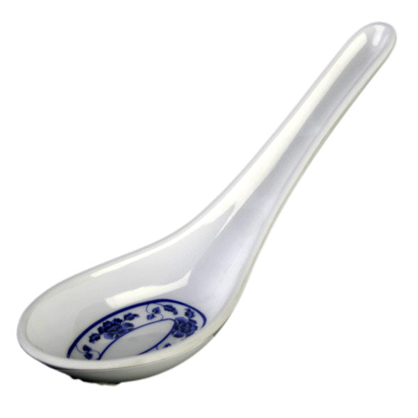 Thunder Group 7003B Lotus 3/4 oz. Melamine Won Ton Soup Spoon - 12 Pieces