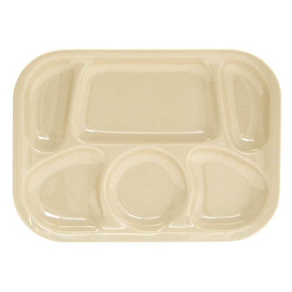 Thunder Group ML803T 13" x 9 1/2" Tan Melamine Compartment Tray - 12/Pack