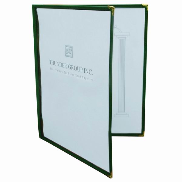 Thunder Group (PLMENU-2GR) Double Fold Menu Cover, 8 1/2" x 11", Green Color Trim