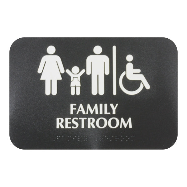 Thunder Group PLIS9601BK 9" x 6" Information Sign With Braille, FAMILY RESTROOM