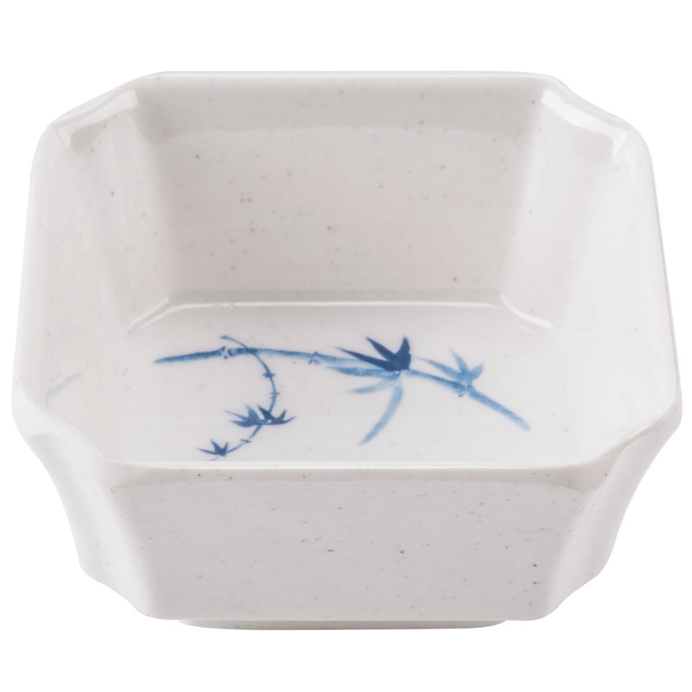 Thunder Group 1002BB 4 oz. Melamine Square Bowl, Blue Bamboo - 12/Pack