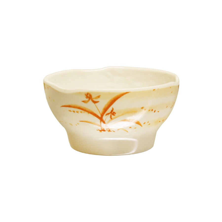 Thunder Group Melamine Wave Rice Bowl, Gold Orchid - 12/Pack