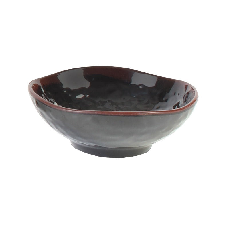 Thunder Group Melamine Wave Rice Bowl, Tenmoku Black - 12/Pack