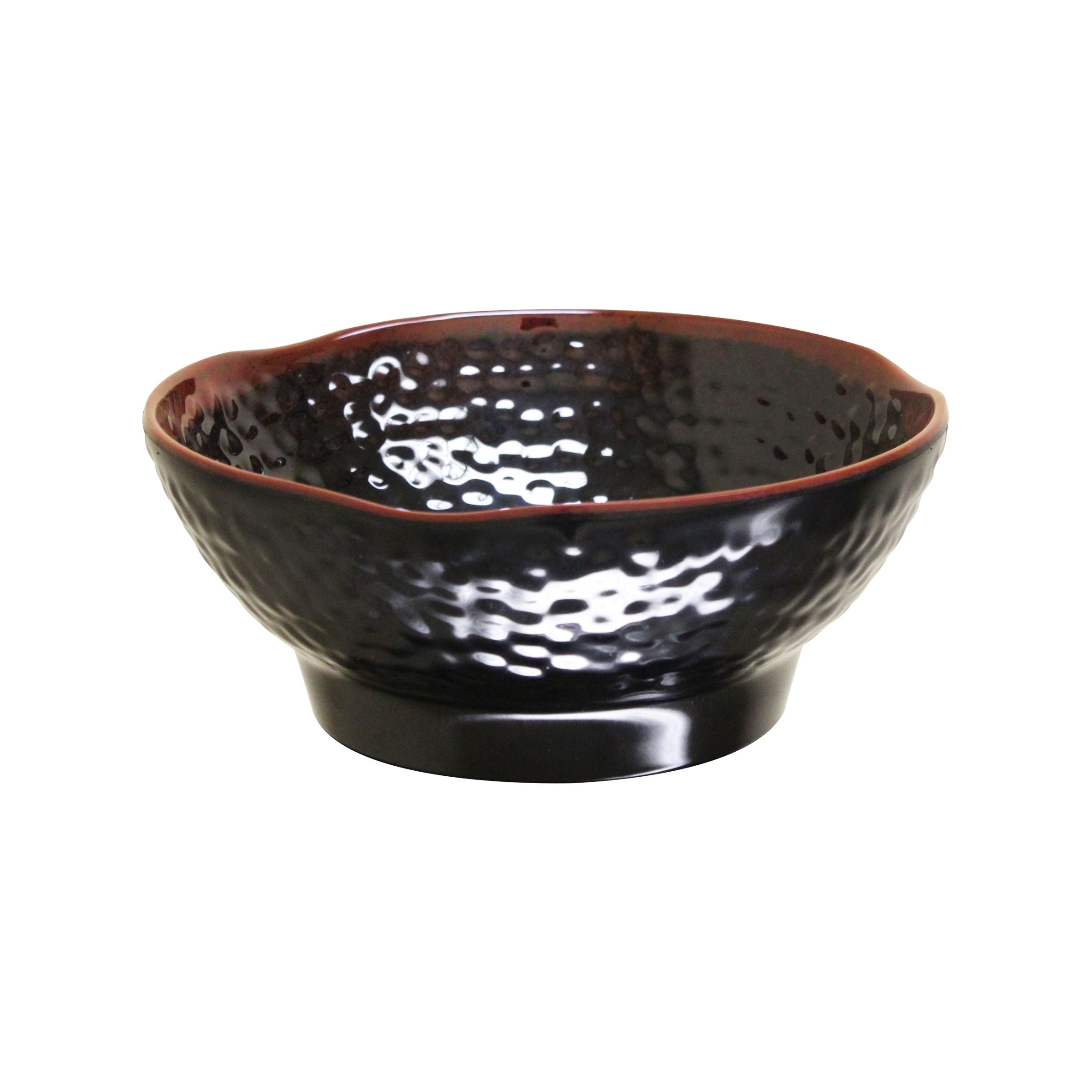 Thunder Group Melamine Wave Rice Bowl, Tenmoku Black - 12/Pack