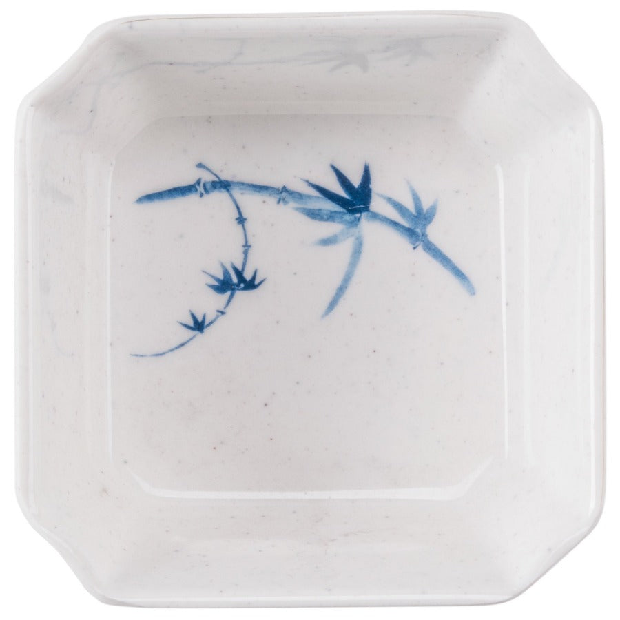 Thunder Group 1002BB 4 oz. Melamine Square Bowl, Blue Bamboo - 12/Pack