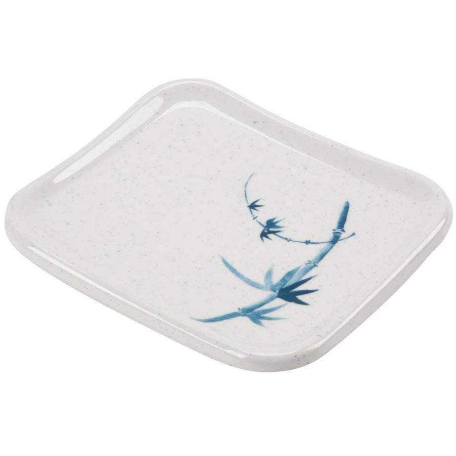 Thunder Group 1201BB 4 3/4" x 4 1/4" Melamine Plate, Blue Bamboo - 12/Pack