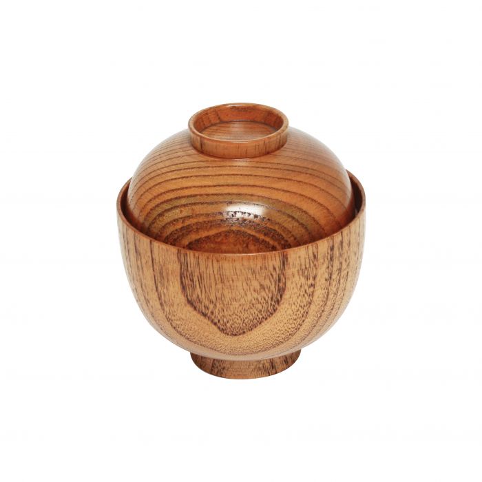 Thunder Group 9 oz. Round Wood Miso Soup Bowl with Lid