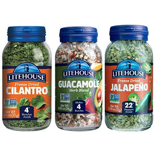 Litehouse Freeze-Dried Herbs Flavors of Easy Guacamole, (Guacamole, Jalapeno, Cilantro), 3-Pack