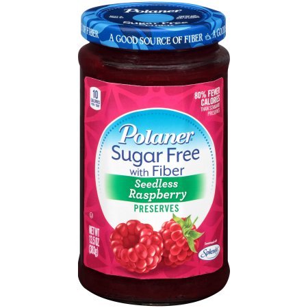 Polaner Sugar Free Seedless Raspberry with Fiber, 13.5 oz (1 Jar)