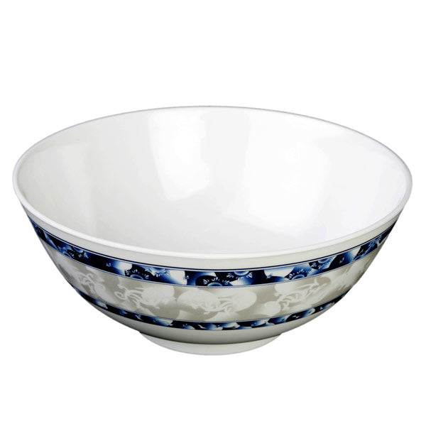 Thunder Group Round Melamine Rice Bowl, Blue Dragon - 12/Pack