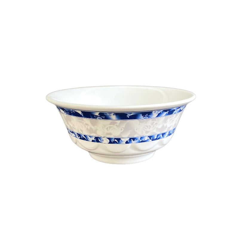 Thunder Group Round Scalloped Melamine Bowl, Blue Dragon - 12/Pack