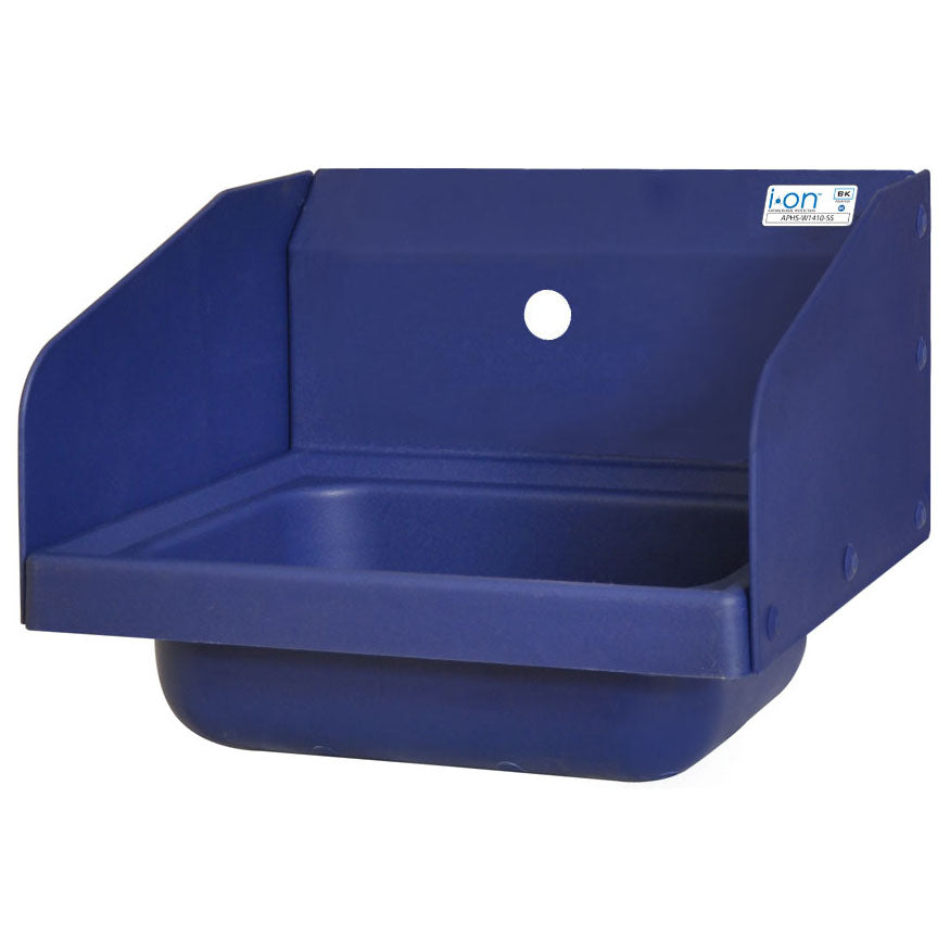 BK Resources (APHS-W1410-1SSB) Ion 1 Hole SM Blue Antimicrobial Side Splashes