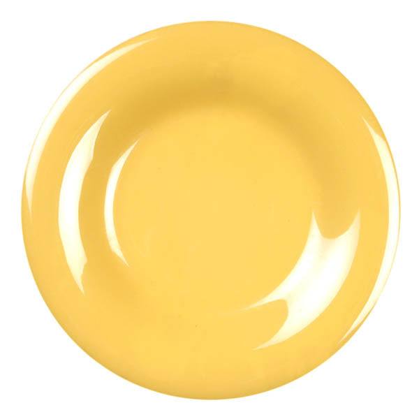 Thunder Group Yellow Wide Rim Melamine Plate - 12/Pack