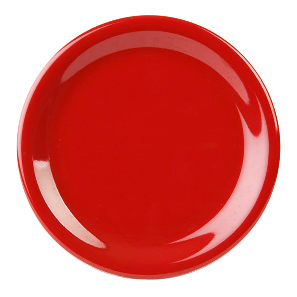 Thunder Group Pure Red Narrow Rim Melamine Plate - 12/Pack