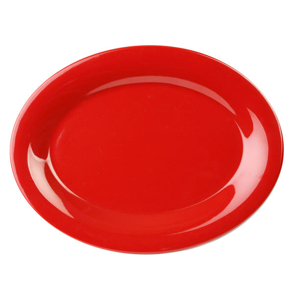 Thunder Group Oval Pure Red Melamine Platter - 12/Pack