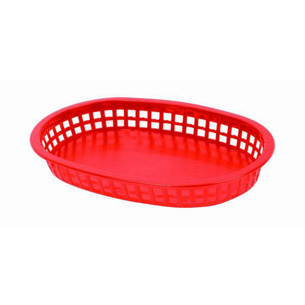 Thunder Group PLBK1034R 10 3/4" Red Oblong Fast Food Basket - 12/Pack