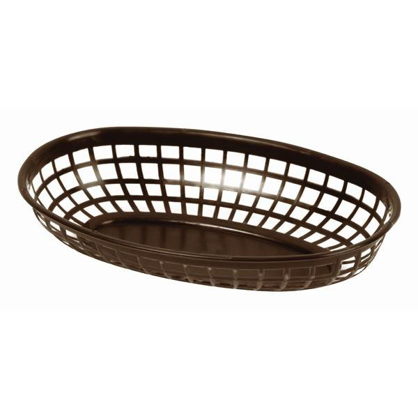 Thunder Group PLBK938B 9 3/8" Brown Oval Fast Food Basket - 12/Pack