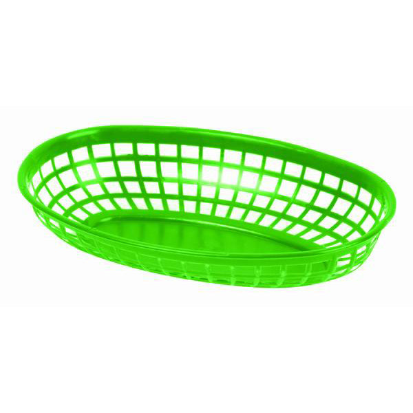 Thunder Group PLBK938G 9 3/8" Green Oval Fast Food Basket - 12/Pack