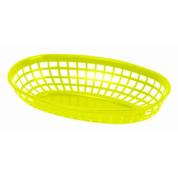 Thunder Group PLBK938Y 9 3/8" Yellow Oval Fast Food Basket - 12/Pack