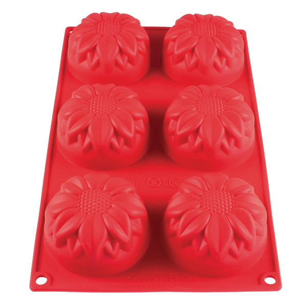 Thunder Group PLBM004S 3.89 oz. Dahlia High Heat Silicone Baking Mold, 6 Cavities