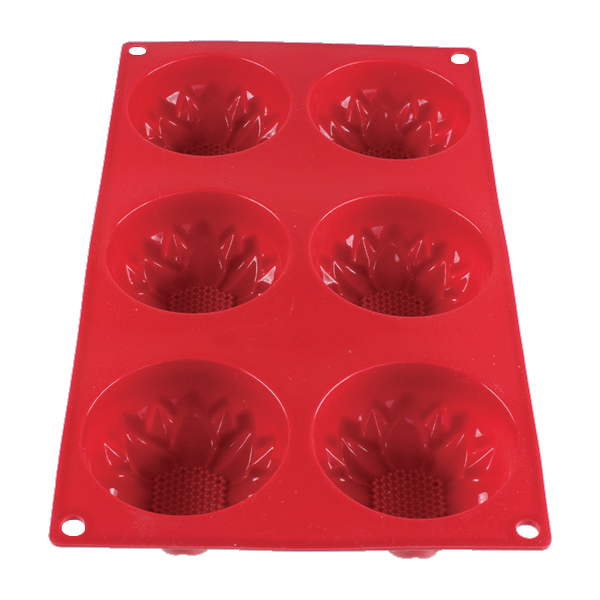 Thunder Group PLBM004S 3.89 oz. Dahlia High Heat Silicone Baking Mold, 6 Cavities