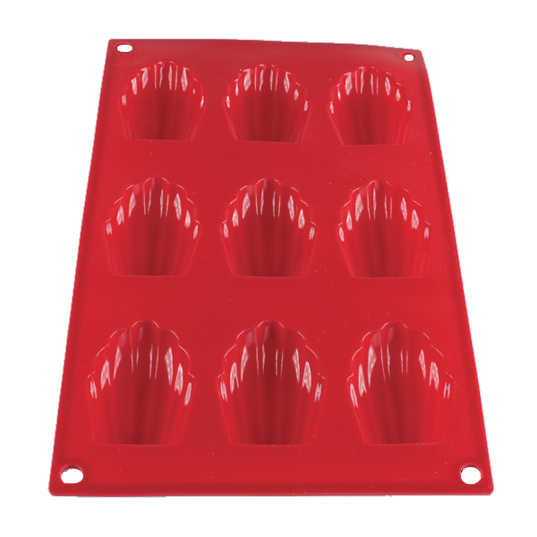 Thunder Group PLBM006S 1 oz. Madeleine High Heat Silicone Baking Mold, 9 Cavities