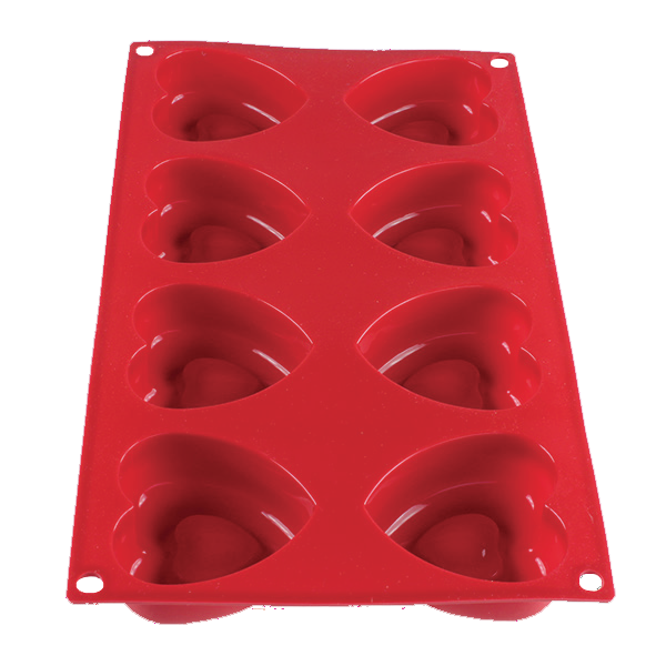 Thunder Group PLBM008S 2.4 oz. Heart High Heat Silicone Baking Mold, 8 Cavities