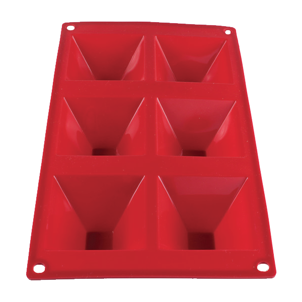 Thunder Group PLBM009S 3 oz. Pyramid High Heat Silicone Baking Mold, 6 Cavities