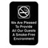 Thunder Group PLIS6901BK 6" x 9" Information Sign With Symbols, We Are Pleased To Provide All Our Guests A Smoke-Free Environment