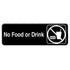 Thunder Group PLIS9331BK 9" x 3" Information Sign With Symbols, NO FOOD OR DRINK