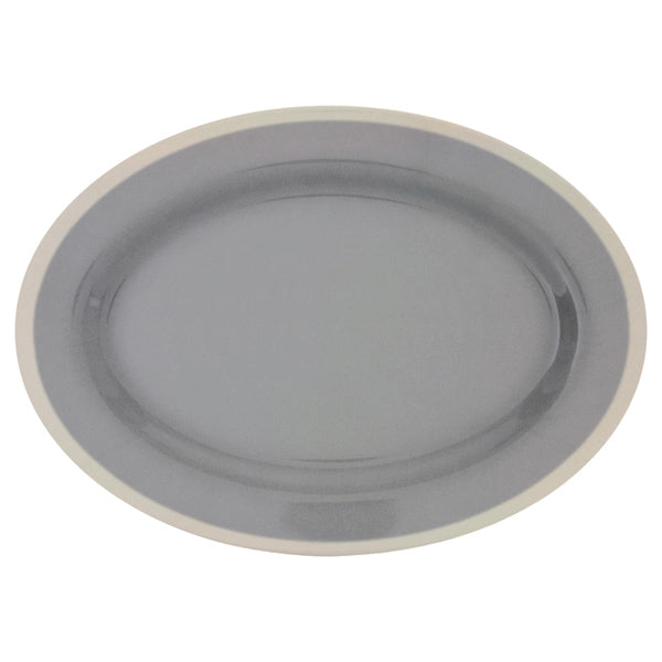 Thunder Group Oval Gray Melamine Platter with Ivory Edge, Graham