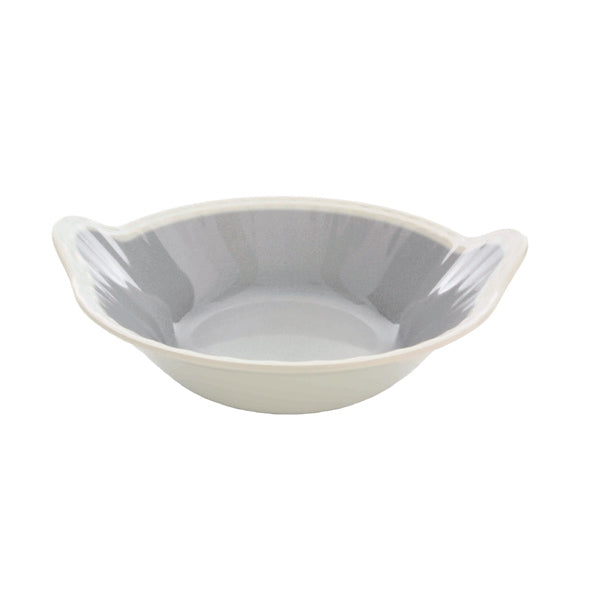 Thunder Group Gray Melamine Bowl with Ivory Edge and Handles, Graham