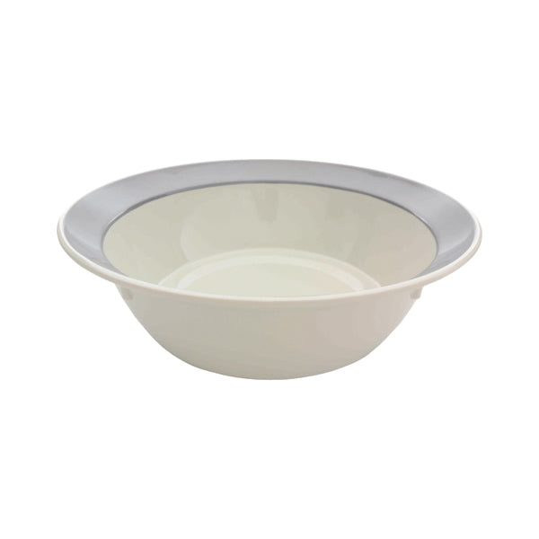 Thunder Group Ivory Round Bowl with Gray Edge, Graham