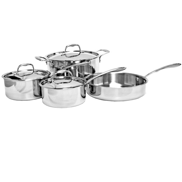 Tri-Ply Cookware, 7PCS Set Sauce Pan With Lid, 1.5QT Sauce Pan With Lid, 2.0QT Stockpot With Lid, 6QT Saute Pan Without Lid, 2.5QT