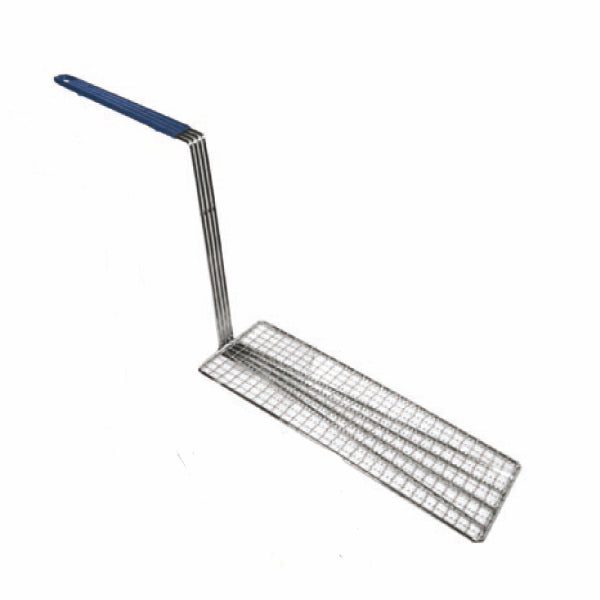 Thunder Group SLFBP014 Blue Handle Nickel Plated Fry Basket Press, 5 3/4" x 14 1/2"