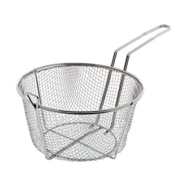 Update International FB-9 Nickel Plated Round Wire Fry Basket, 9-1/2-Inch, Set of 6