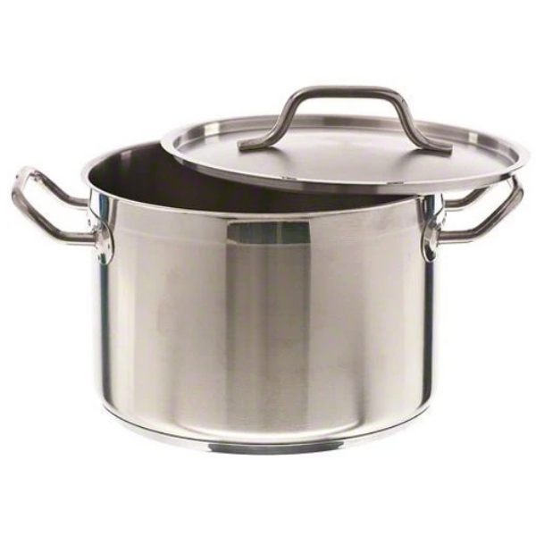 New Professional Commercial Grade 12 QT (Quart) Heavy-Gauge Stainless Steel Stock Pot, 3-Ply Clad Base, Induction Ready, With Lid Cover NSF Certified Item