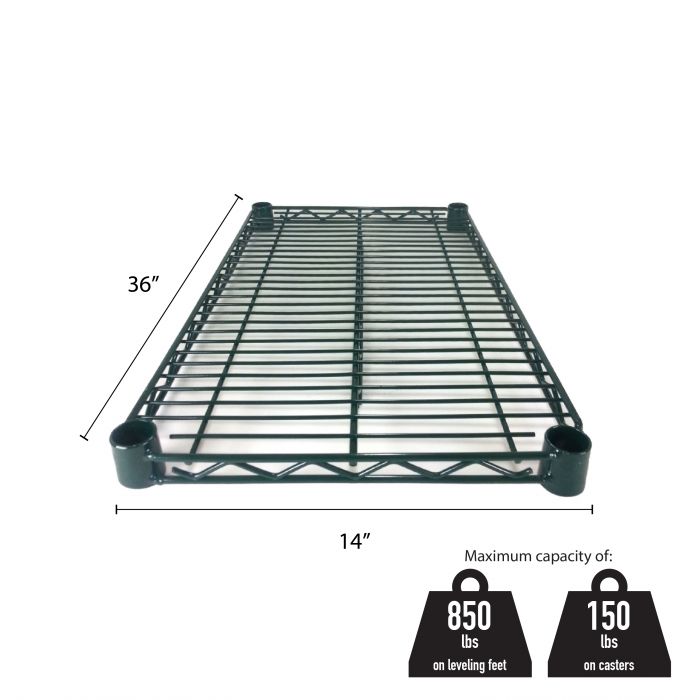 Thunder Group CMEP1436 Epoxy Coating Wire Shelves 14" x 36"  With 4 Set Plastic Clip