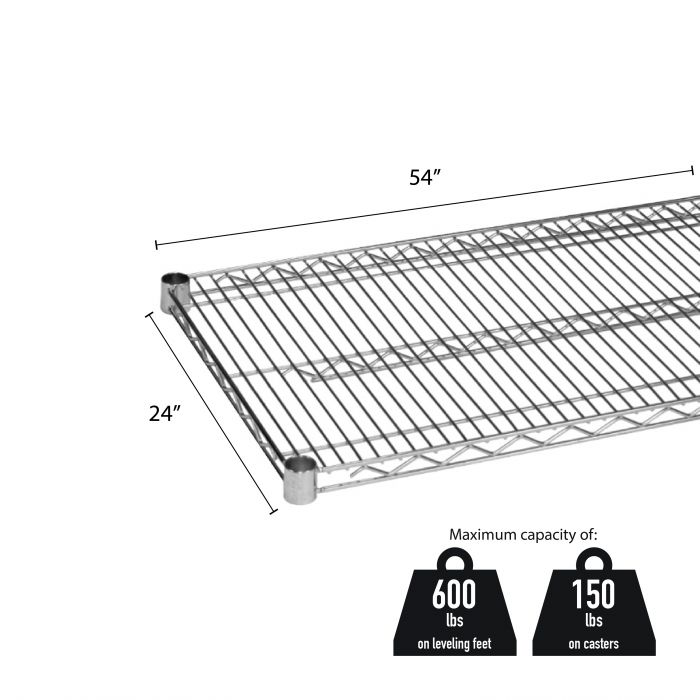 Thunder Group CMSV2454 Chrome Plated Wire Shelves 24" x 54" With 4 Set Plastic Clip