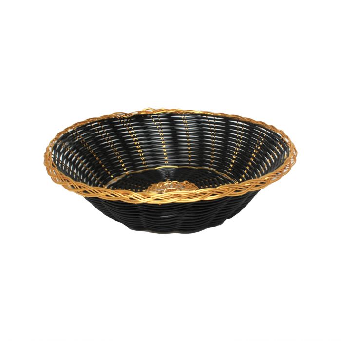 Thunder Group PLBB825G 8" x 2 1/4" Black Round Woven Bread Basket