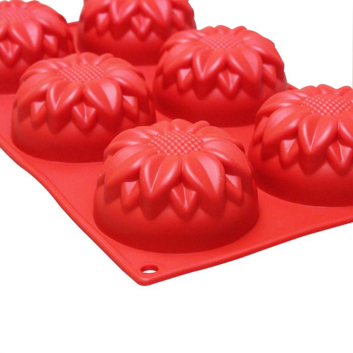 Thunder Group PLBM004S 3.89 oz. Dahlia High Heat Silicone Baking Mold, 6 Cavities