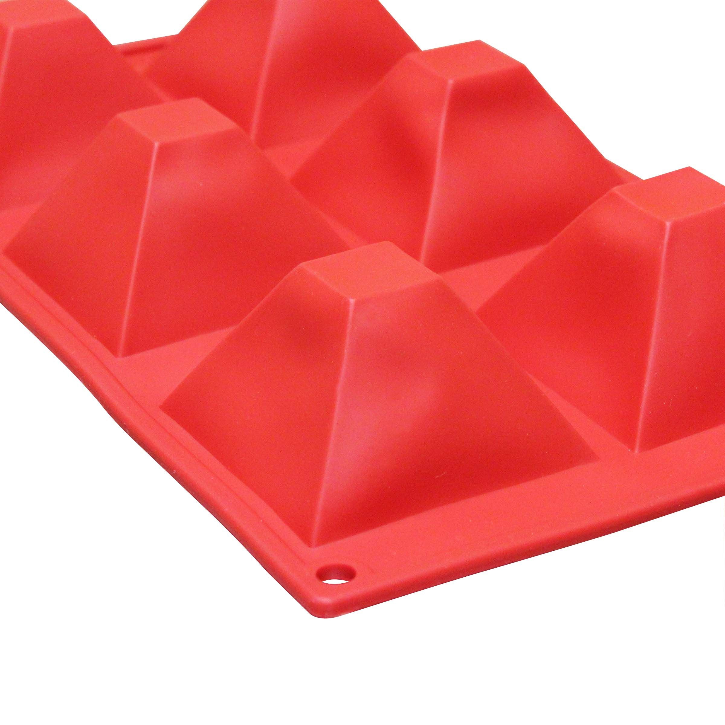 Thunder Group PLBM009S 3 oz. Pyramid High Heat Silicone Baking Mold, 6 Cavities