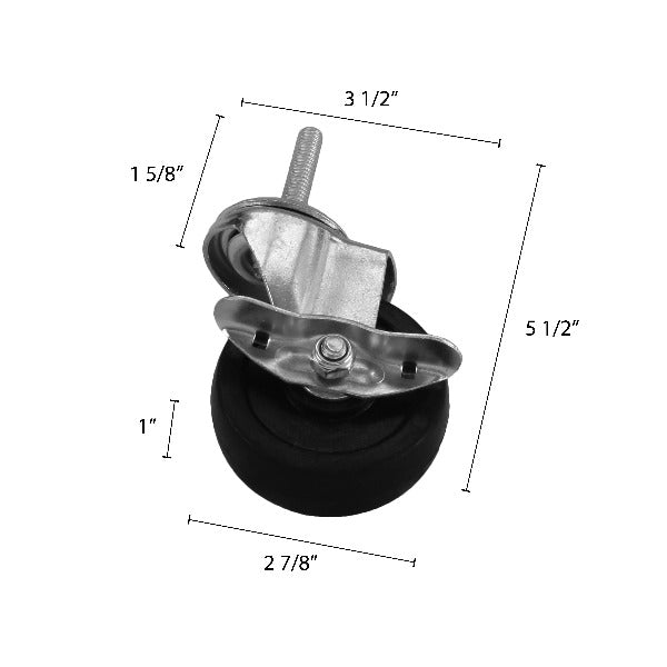 Thunder Group PLCB3140B 3" Rubber Wheel Caster With Brake