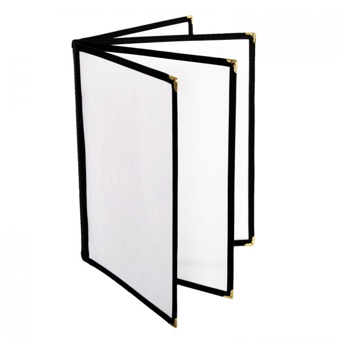 Thunder Group (PLMENU-L4BL) 4 Page Book Fold Menu Cover, 8 1/2" x 11", Black